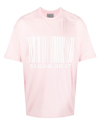 rosa bedrucktes T-Shirt mit einem Rundhalsausschnitt von VTMNTS