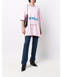 rosa bedrucktes T-Shirt mit einem Rundhalsausschnitt von Vetements