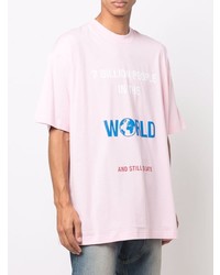 rosa bedrucktes T-Shirt mit einem Rundhalsausschnitt von Vetements