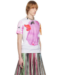 rosa bedrucktes T-Shirt mit einem Rundhalsausschnitt von Chopova Lowena