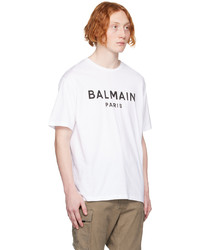 rosa bedrucktes T-Shirt mit einem Rundhalsausschnitt von Balmain