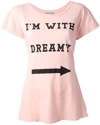 rosa bedrucktes T-Shirt mit einem Rundhalsausschnitt von Wildfox Couture
