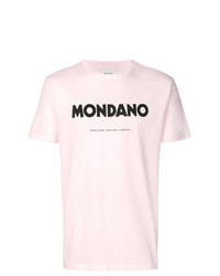 rosa bedrucktes T-Shirt mit einem Rundhalsausschnitt von Wood Wood