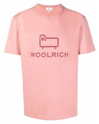 rosa bedrucktes T-Shirt mit einem Rundhalsausschnitt von Woolrich