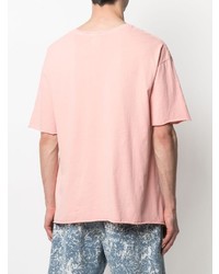 rosa bedrucktes T-Shirt mit einem Rundhalsausschnitt von Alchemist