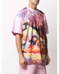 rosa bedrucktes T-Shirt mit einem Rundhalsausschnitt von MSGM