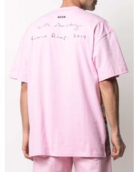 rosa bedrucktes T-Shirt mit einem Rundhalsausschnitt von MSGM