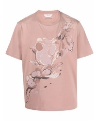 rosa bedrucktes T-Shirt mit einem Rundhalsausschnitt von Z Zegna