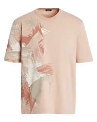 rosa bedrucktes T-Shirt mit einem Rundhalsausschnitt von Zegna