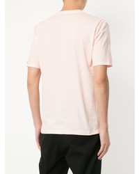 rosa bedrucktes T-Shirt mit einem V-Ausschnitt von Loveless