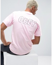 rosa bedrucktes T-shirt von Obey