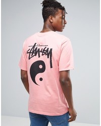 rosa bedrucktes T-shirt von Stussy