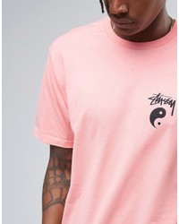 rosa bedrucktes T-shirt von Stussy