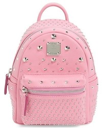 rosa beschlagener Leder Rucksack