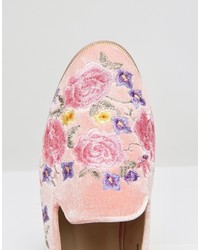 rosa bestickte Ballerinas von Asos