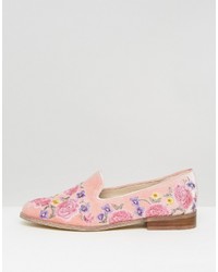 rosa bestickte Ballerinas von Asos