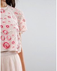 rosa bestickte Bluse von Needle & Thread
