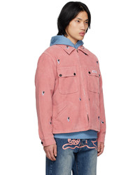 rosa bestickte Harrington-Jacke aus Cord von Icecream