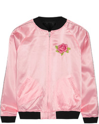 rosa bestickte Satinjacke