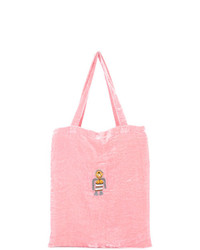 rosa bestickte Shopper Tasche aus Samt von Jupe By Jackie