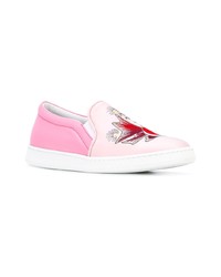 rosa bestickte Slip-On Sneakers aus Leder von Joshua Sanders