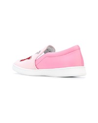 rosa bestickte Slip-On Sneakers aus Leder von Joshua Sanders
