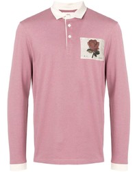 rosa bestickter Polo Pullover