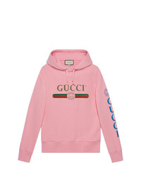 rosa bestickter Pullover mit einem Kapuze von Gucci