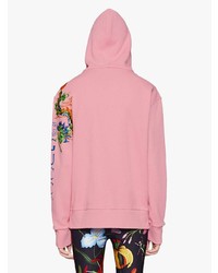 rosa bestickter Pullover mit einem Kapuze von Gucci