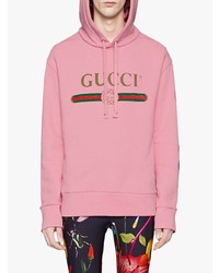 rosa bestickter Pullover mit einem Kapuze von Gucci