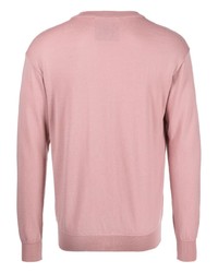 rosa bestickter Pullover mit einem Rundhalsausschnitt von Moschino