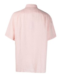 rosa besticktes Leinen Kurzarmhemd von Lacoste