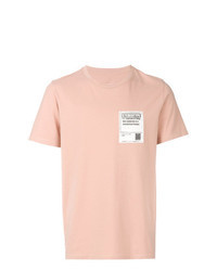 rosa besticktes T-Shirt mit einem Rundhalsausschnitt