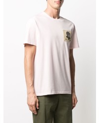rosa besticktes T-Shirt mit einem Rundhalsausschnitt von Kent & Curwen