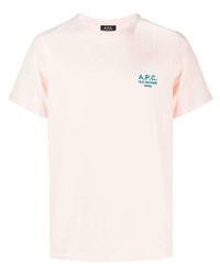 rosa besticktes T-Shirt mit einem Rundhalsausschnitt von A.P.C.