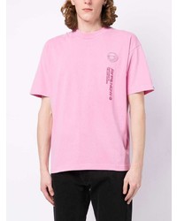 rosa besticktes T-Shirt mit einem Rundhalsausschnitt von AAPE BY A BATHING APE