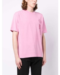 rosa besticktes T-Shirt mit einem Rundhalsausschnitt von AAPE BY A BATHING APE