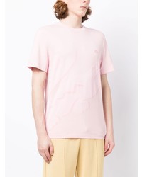 rosa besticktes T-Shirt mit einem Rundhalsausschnitt von Lacoste