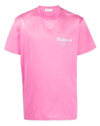 rosa besticktes T-Shirt mit einem Rundhalsausschnitt von Alexander McQueen