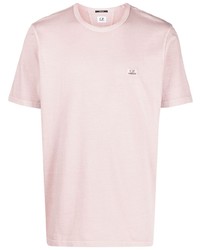rosa besticktes T-Shirt mit einem Rundhalsausschnitt von C.P. Company