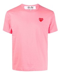 rosa besticktes T-Shirt mit einem Rundhalsausschnitt von Comme Des Garcons Play