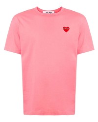 rosa besticktes T-Shirt mit einem Rundhalsausschnitt von Comme Des Garcons Play