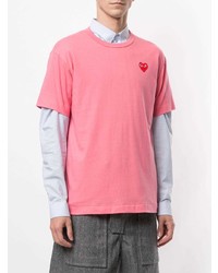 rosa besticktes T-Shirt mit einem Rundhalsausschnitt von Comme Des Garcons Play