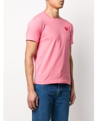 rosa besticktes T-Shirt mit einem Rundhalsausschnitt von Comme Des Garcons Play