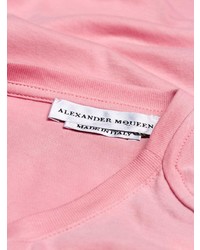 rosa besticktes T-Shirt mit einem Rundhalsausschnitt von Alexander McQueen