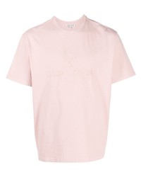 rosa besticktes T-Shirt mit einem Rundhalsausschnitt von Each X Other
