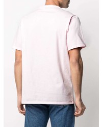 rosa besticktes T-Shirt mit einem Rundhalsausschnitt von MAISON KITSUNÉ