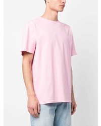 rosa besticktes T-Shirt mit einem Rundhalsausschnitt von MAISON KITSUNÉ