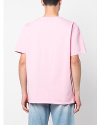 rosa besticktes T-Shirt mit einem Rundhalsausschnitt von MAISON KITSUNÉ