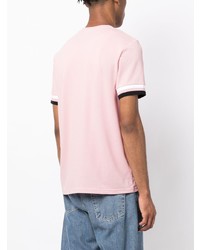 rosa besticktes T-Shirt mit einem Rundhalsausschnitt von Fred Perry